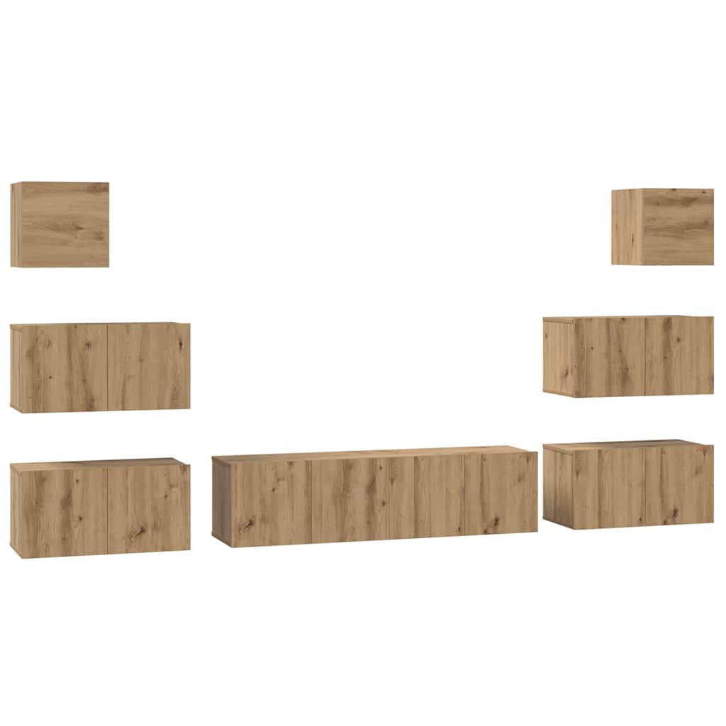 Σετ επίπλου τηλεόρασης 8 τμχ. Artisan Oak Επεξεργασμένο Ξύλο - Pakobazaar