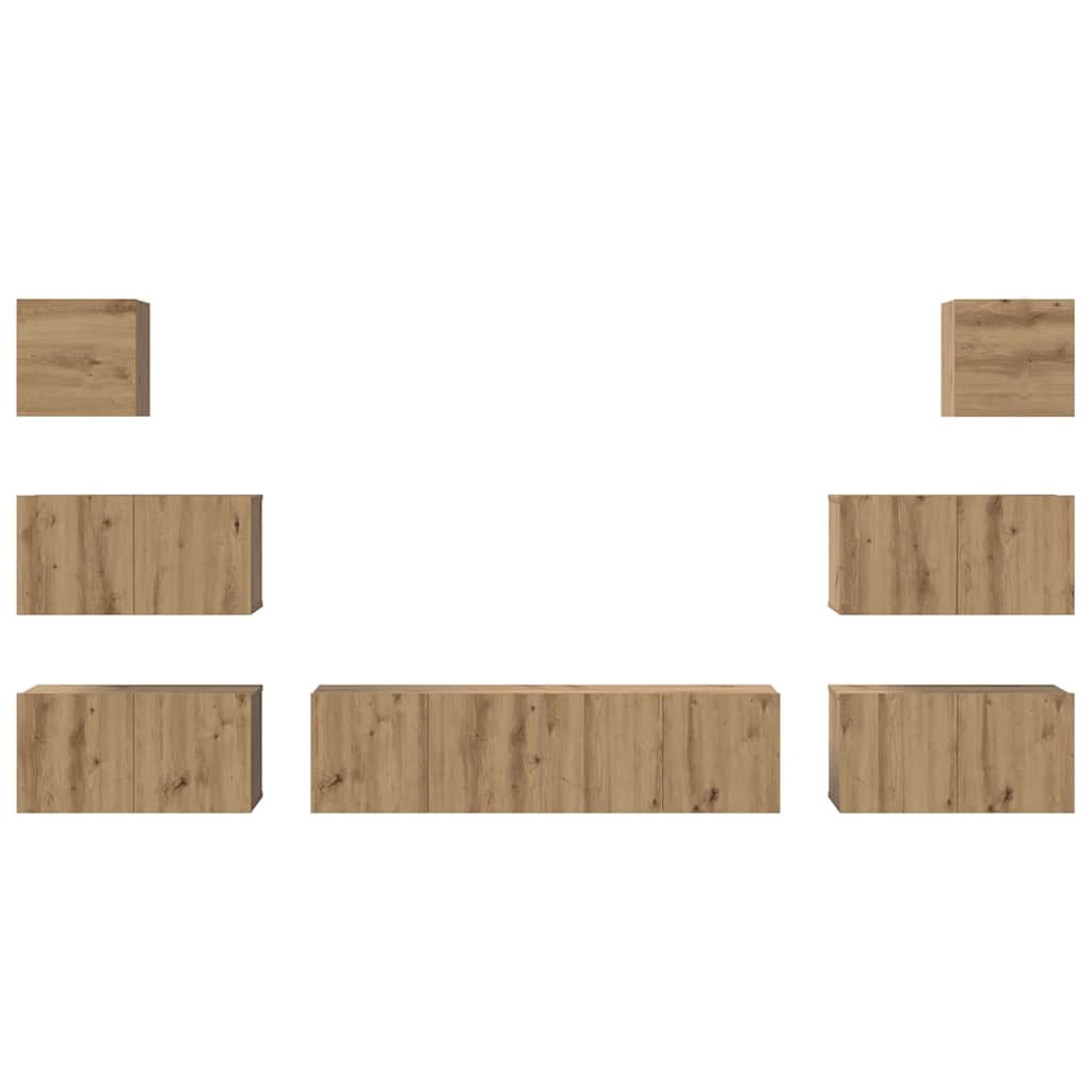 Σετ επίπλου τηλεόρασης 8 τμχ. Artisan Oak Επεξεργασμένο Ξύλο - Pakobazaar