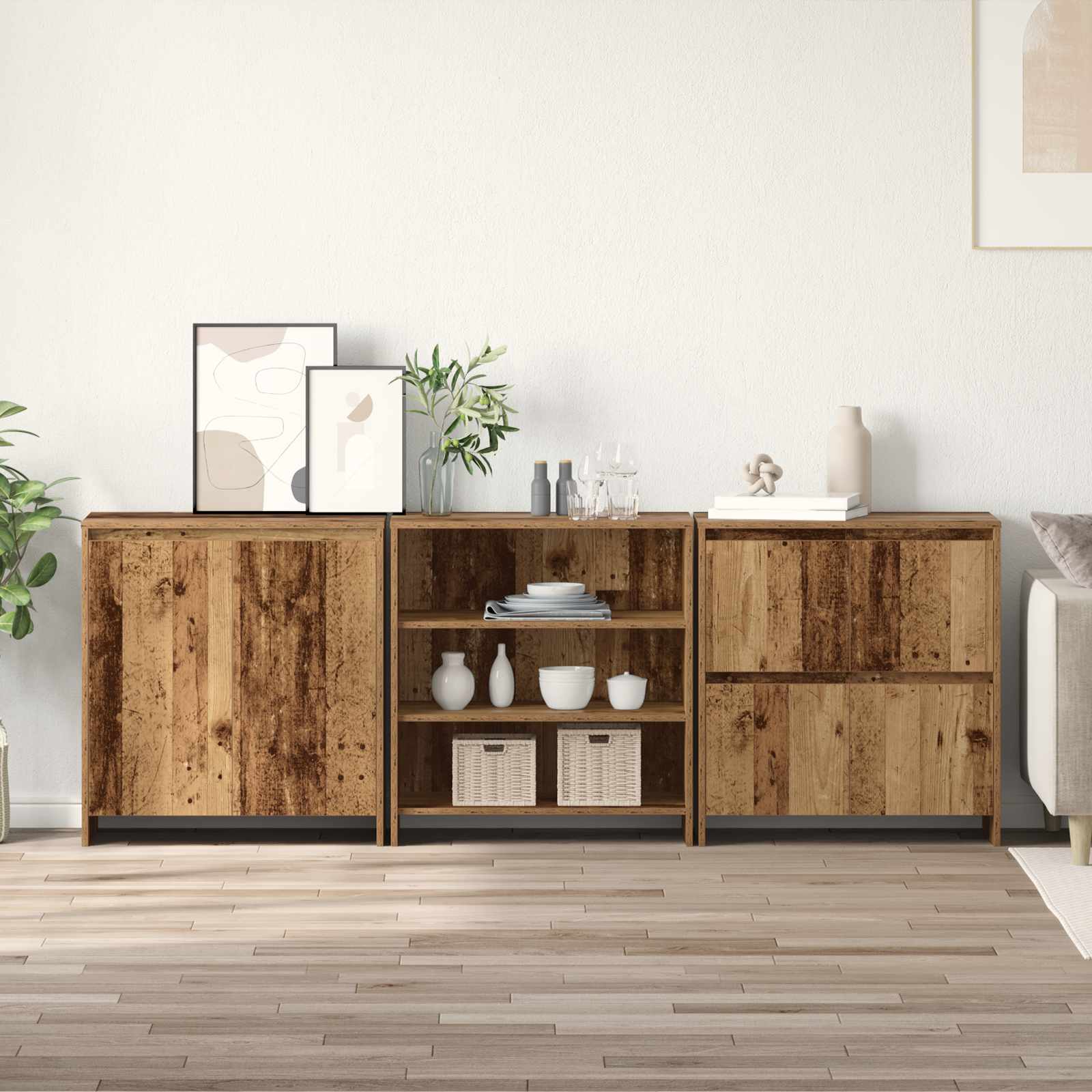 Πλαϊνό γραφείο με συρτάρι 3 pcs Παλιό ξύλο 70 x 41 x 75 εκ. - Pakobazaar