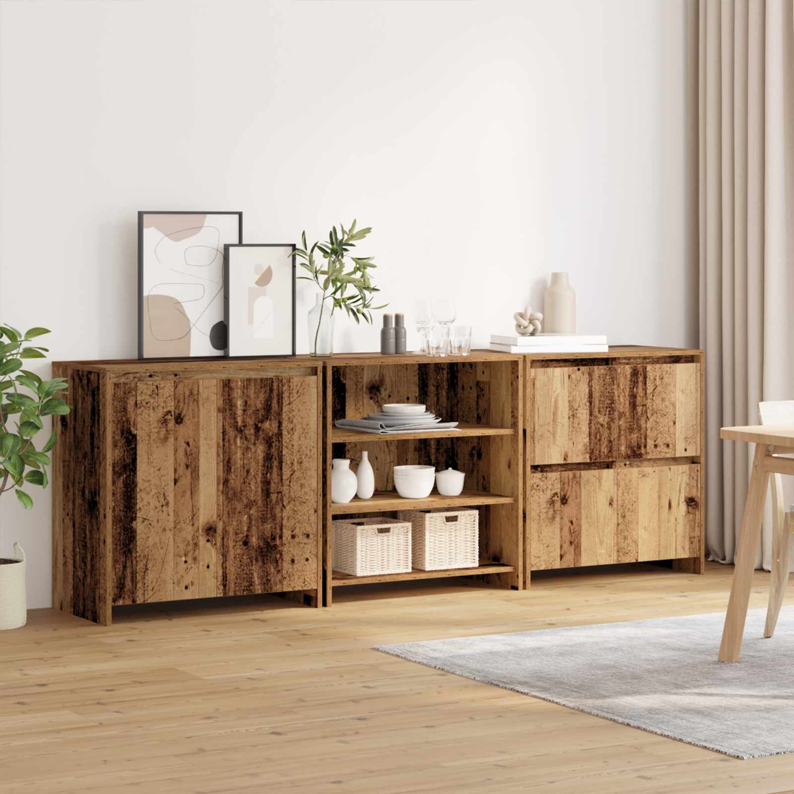 Πλαϊνό γραφείο με συρτάρι 3 pcs Παλιό ξύλο 70 x 41 x 75 εκ. - Pakobazaar