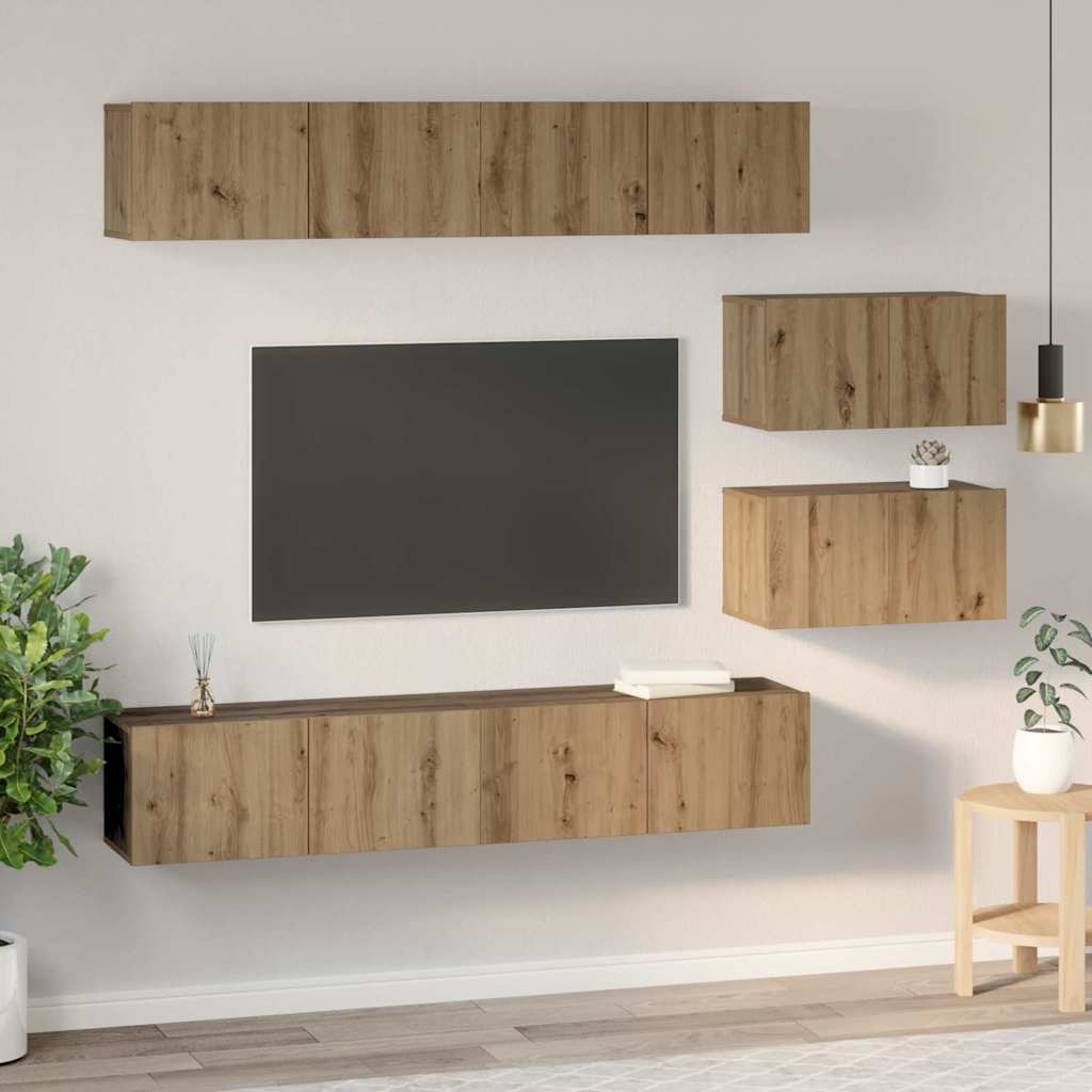 Σετ επίπλου τηλεόρασης 6 pcs Artisan Oak Επεξεργασμένο ξύλο - Pakobazaar