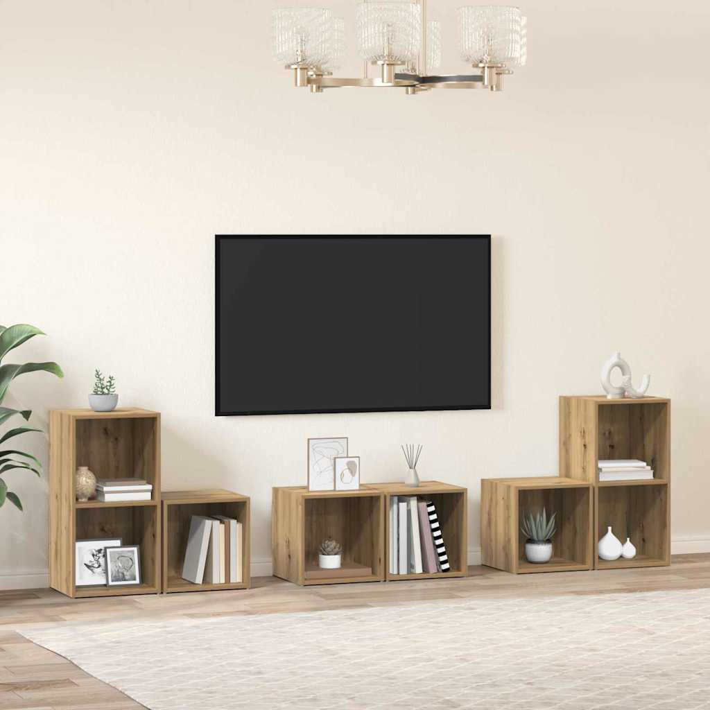 Σετ επίπλου τηλεόρασης 6 pcs Artisan Oak Επεξεργασμένο ξύλο