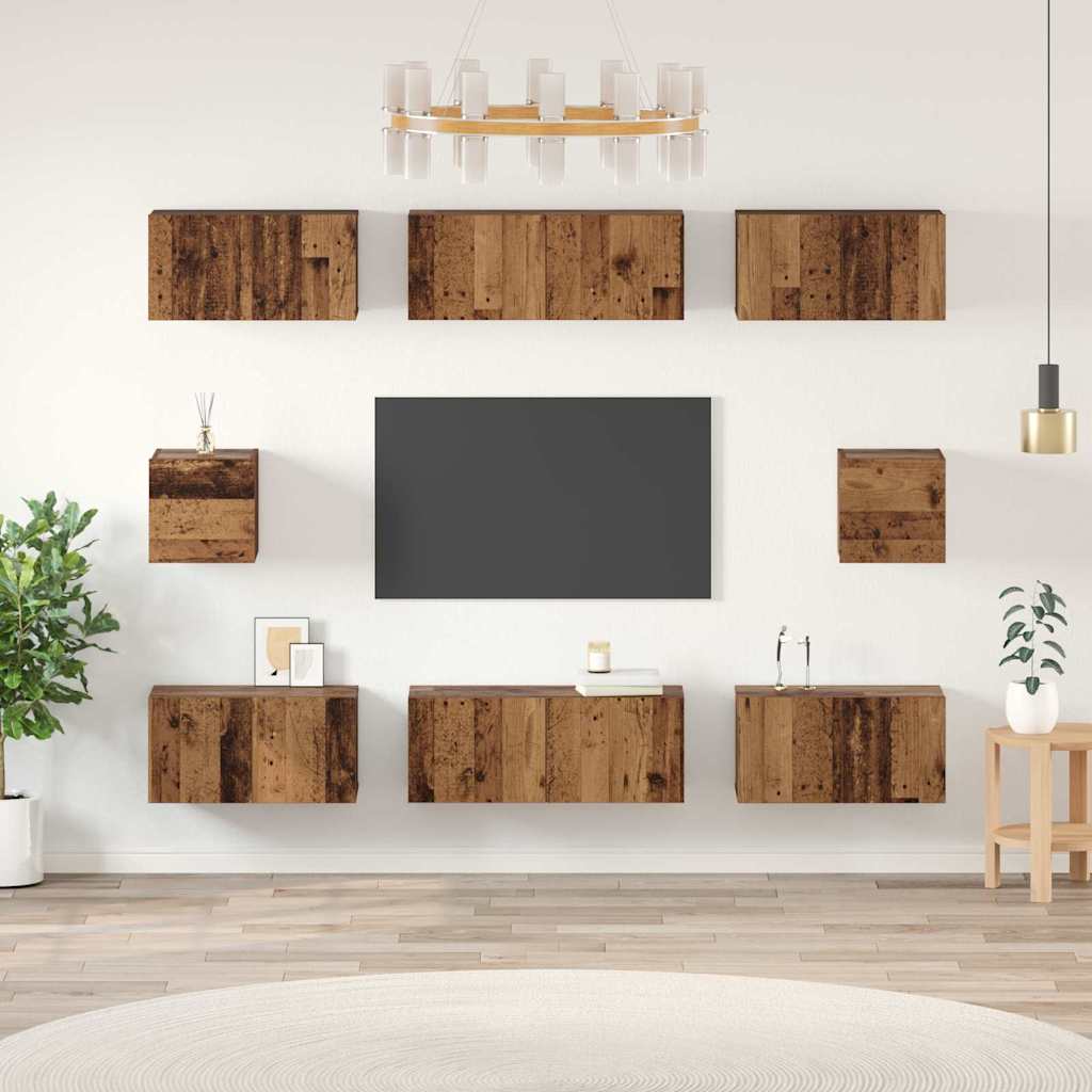 Σετ επίπλου τηλεόρασης 8 pcs Παλιό Ξύλο Επεξεργασμένο ξύλο - Pakobazaar