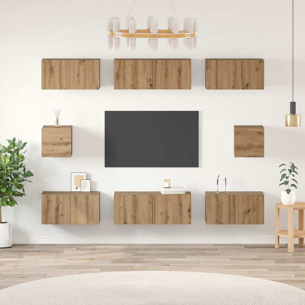 Σετ επίπλου τηλεόρασης 8 pcs Artisan Oak Επεξεργασμένο ξύλο - Pakobazaar