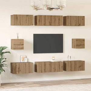 Σετ επίπλου τηλεόρασης 8 pcs Artisan Oak Επεξεργασμένο ξύλο - Pakobazaar