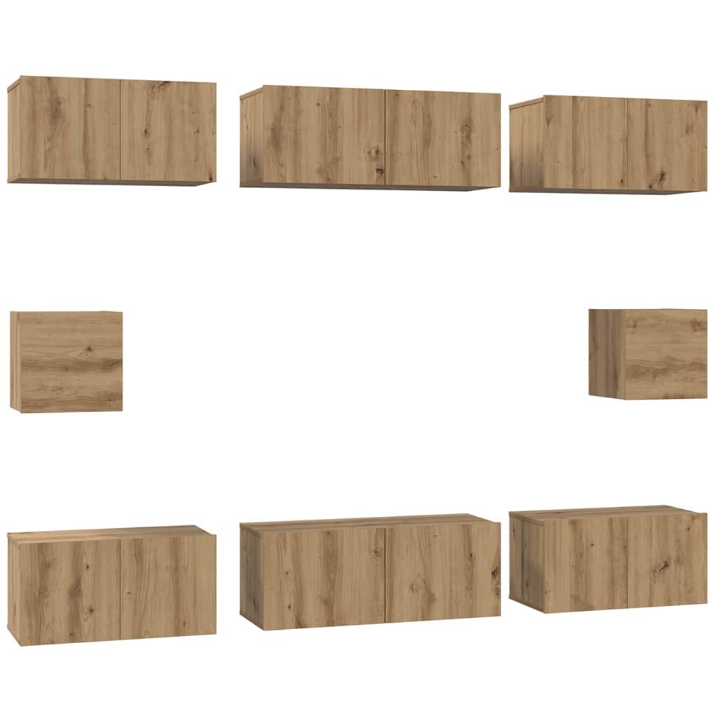 Σετ επίπλου τηλεόρασης 8 pcs Artisan Oak Επεξεργασμένο ξύλο - Pakobazaar