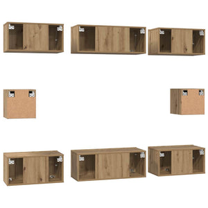 Σετ επίπλου τηλεόρασης 8 pcs Artisan Oak Επεξεργασμένο ξύλο - Pakobazaar