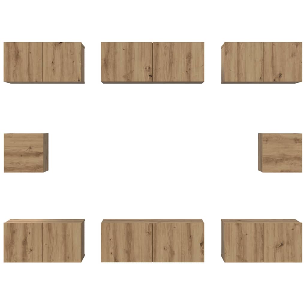 Σετ επίπλου τηλεόρασης 8 pcs Artisan Oak Επεξεργασμένο ξύλο - Pakobazaar