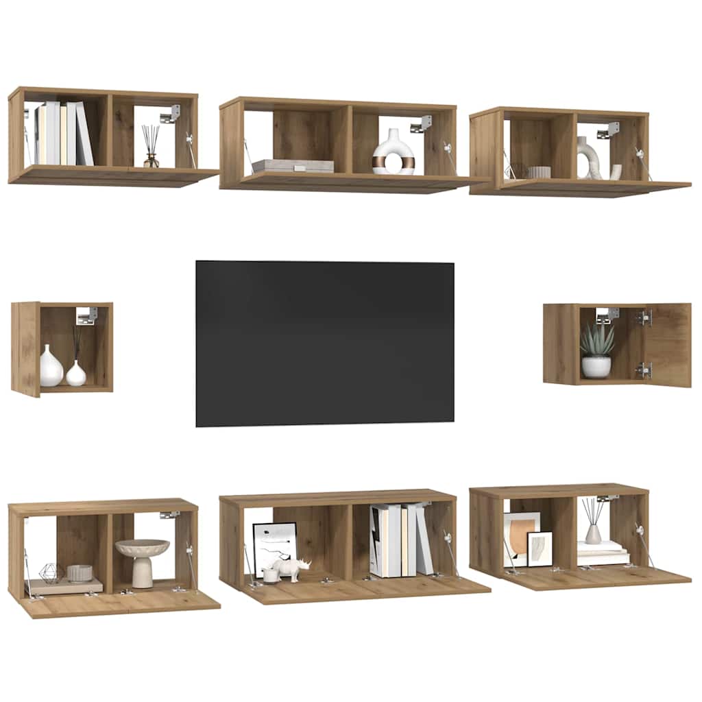 Σετ επίπλου τηλεόρασης 8 pcs Artisan Oak Επεξεργασμένο ξύλο - Pakobazaar