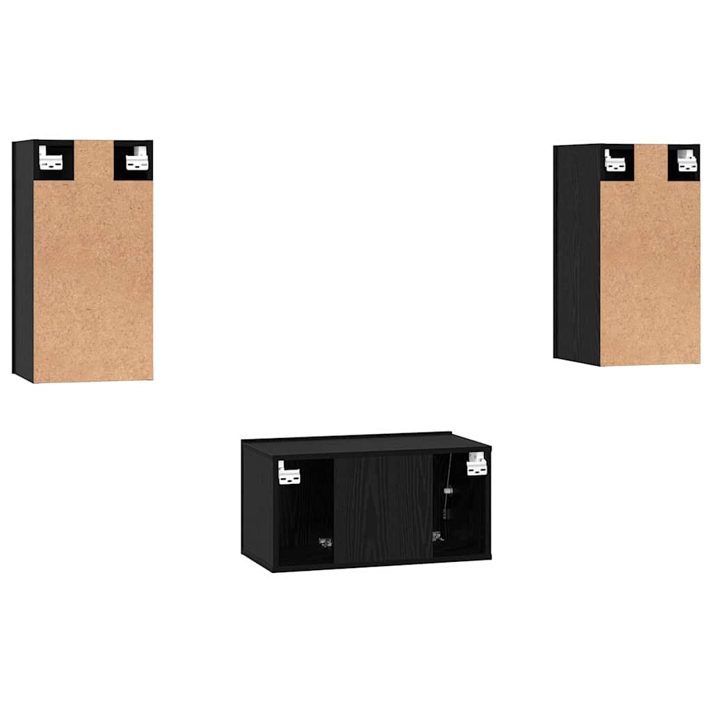 Σετ επίπλου τηλεόρασης 3 pcs Μαύρη Οξυά Επεξεργασμένο ξύλο