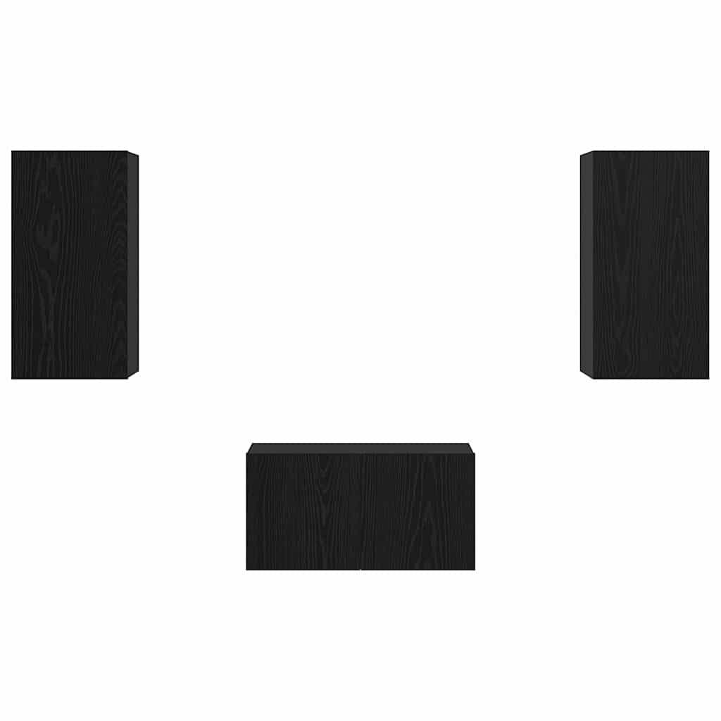 Σετ επίπλου τηλεόρασης 3 pcs Μαύρη Οξυά Επεξεργασμένο ξύλο