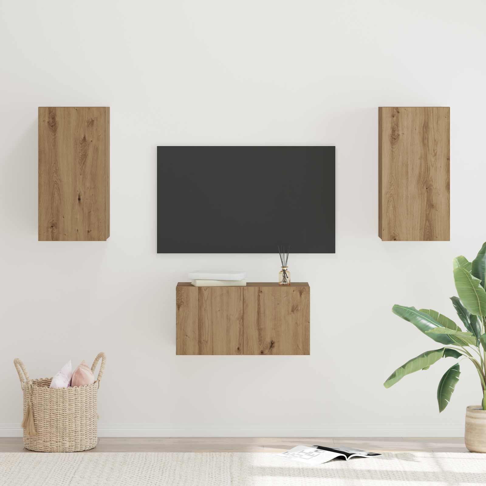 Σετ επίπλου τηλεόρασης 3 τμχ. Artisan Oak Επεξεργασμένο Ξύλο - Pakobazaar