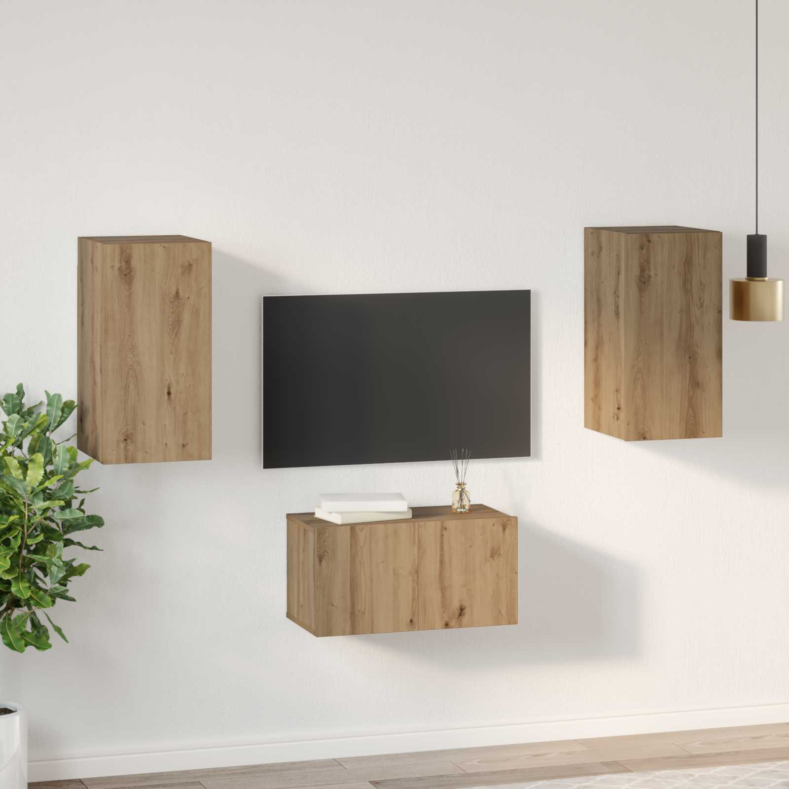 Σετ επίπλου τηλεόρασης 3 τμχ. Artisan Oak Επεξεργασμένο Ξύλο - Pakobazaar