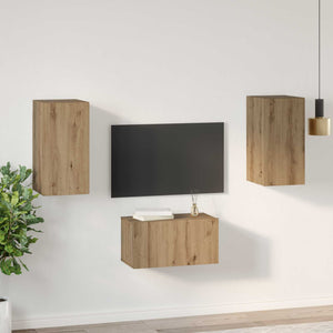 Σετ επίπλου τηλεόρασης 3 τμχ. Artisan Oak Επεξεργασμένο Ξύλο - Pakobazaar