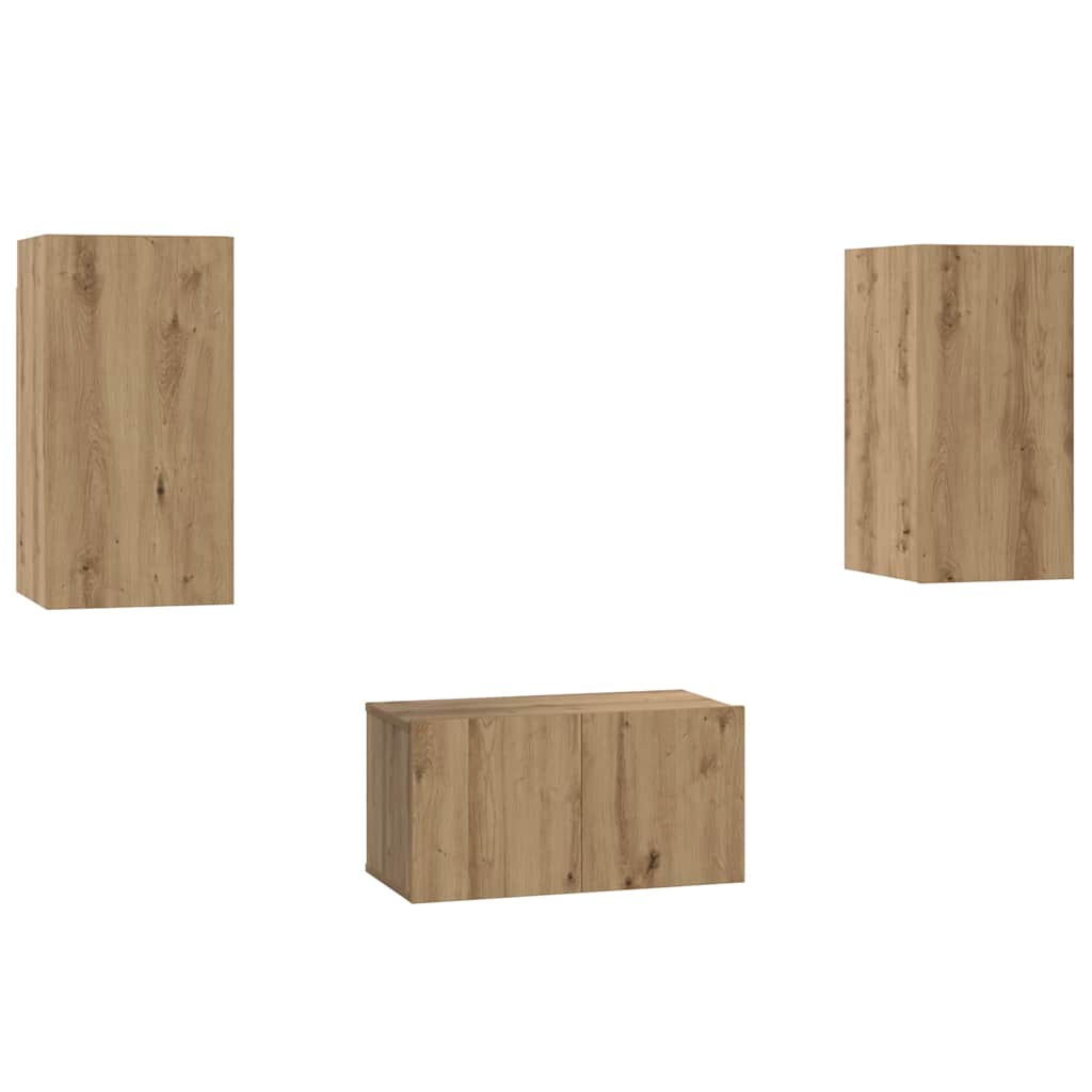Σετ επίπλου τηλεόρασης 3 τμχ. Artisan Oak Επεξεργασμένο Ξύλο - Pakobazaar