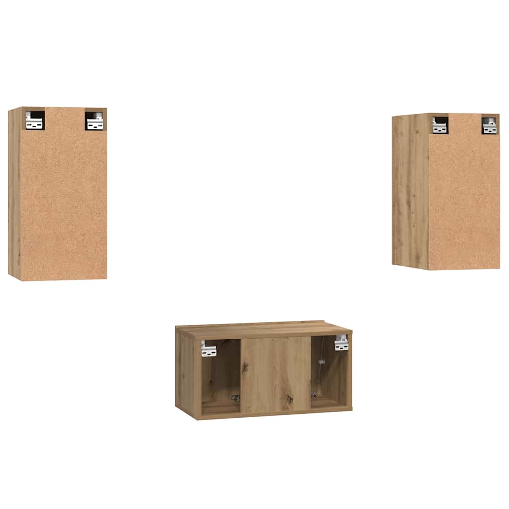 Σετ επίπλου τηλεόρασης 3 τμχ. Artisan Oak Επεξεργασμένο Ξύλο - Pakobazaar