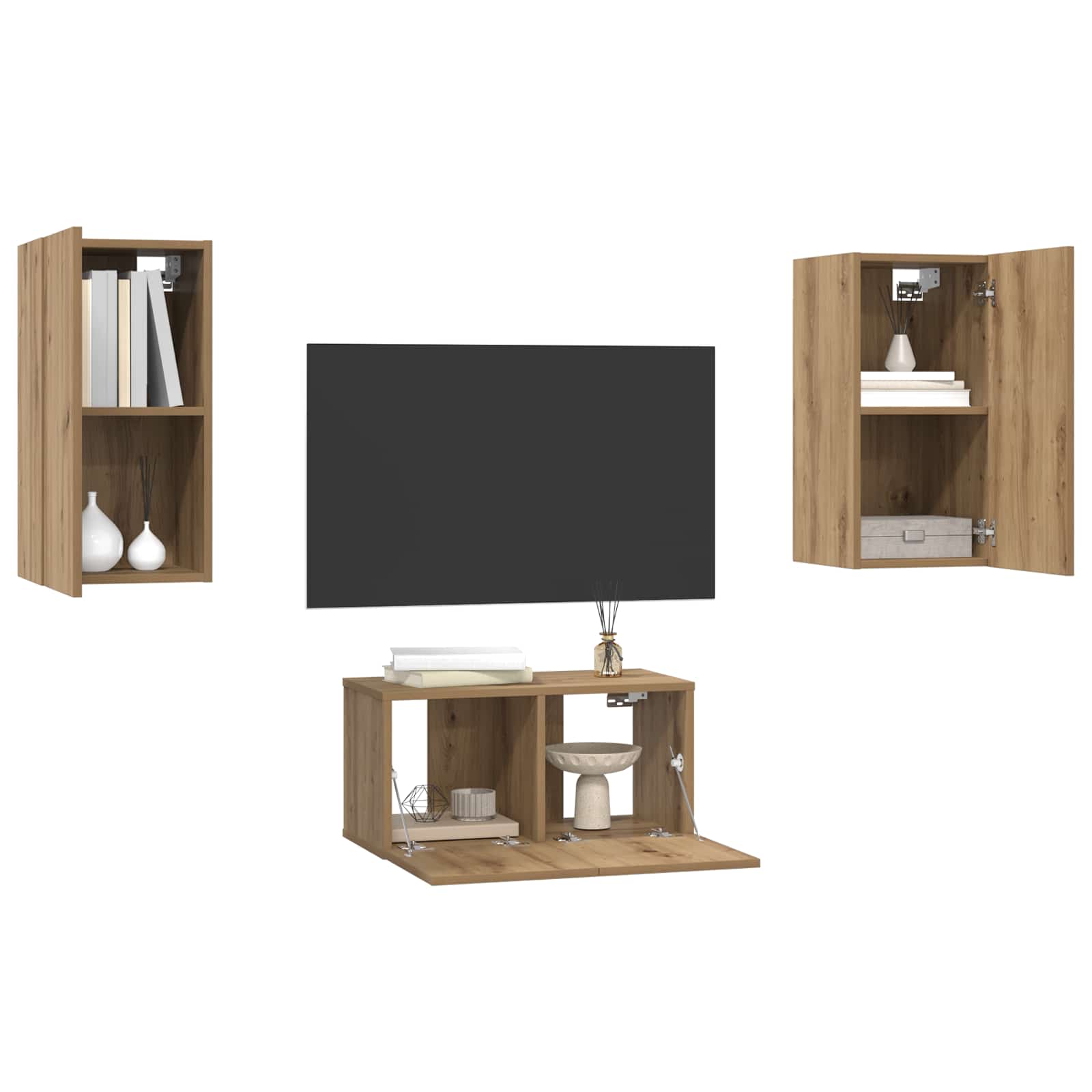 Σετ επίπλου τηλεόρασης 3 τμχ. Artisan Oak Επεξεργασμένο Ξύλο - Pakobazaar