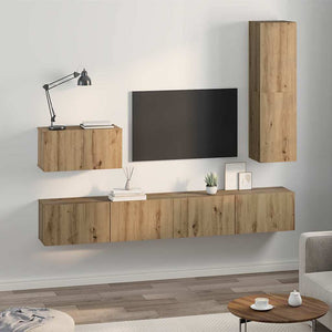 Τηλεοπτική Κάβα Τοίχου 4 τμχ. Artisan Oak Επεξεργασμένο Ξύλο