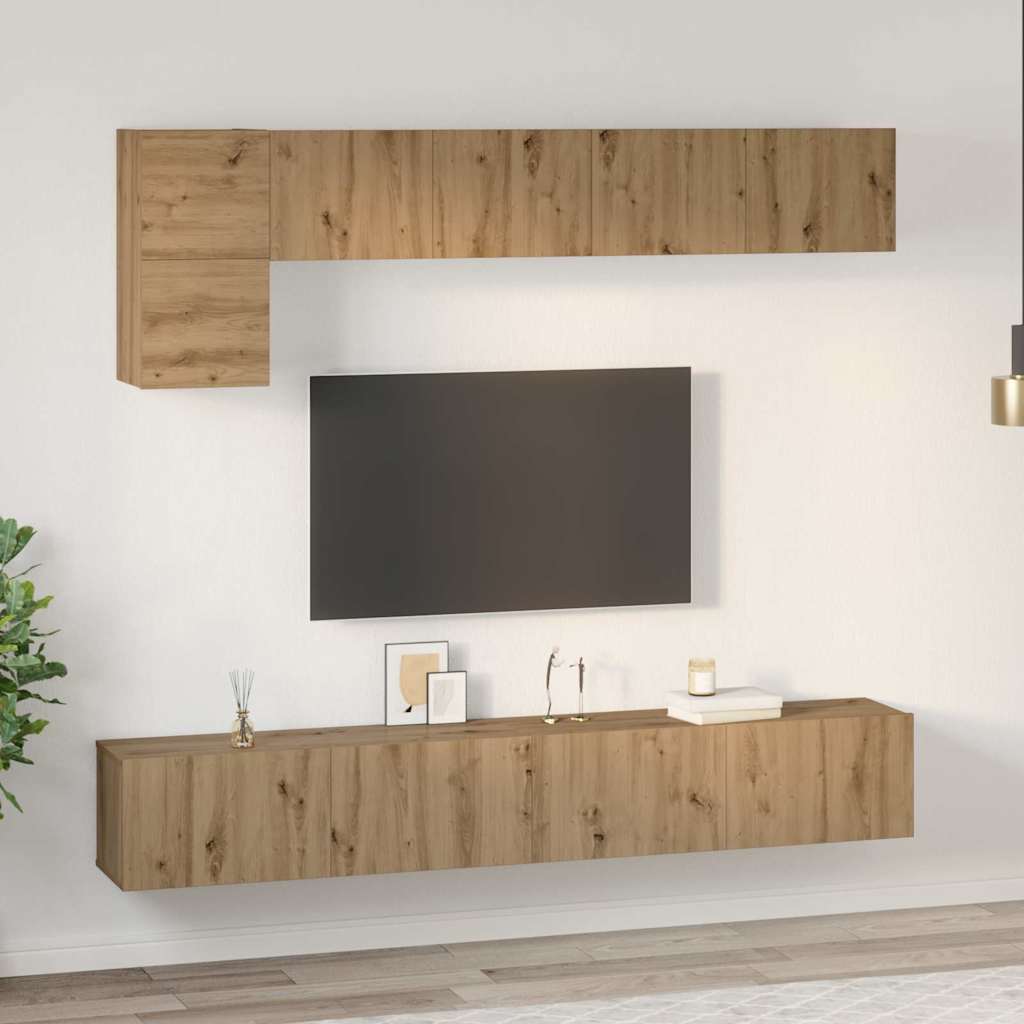 Σετ επίπλου τηλεόρασης 5 pcs Artisan Oak Επεξεργασμένο ξύλο - Pakobazaar