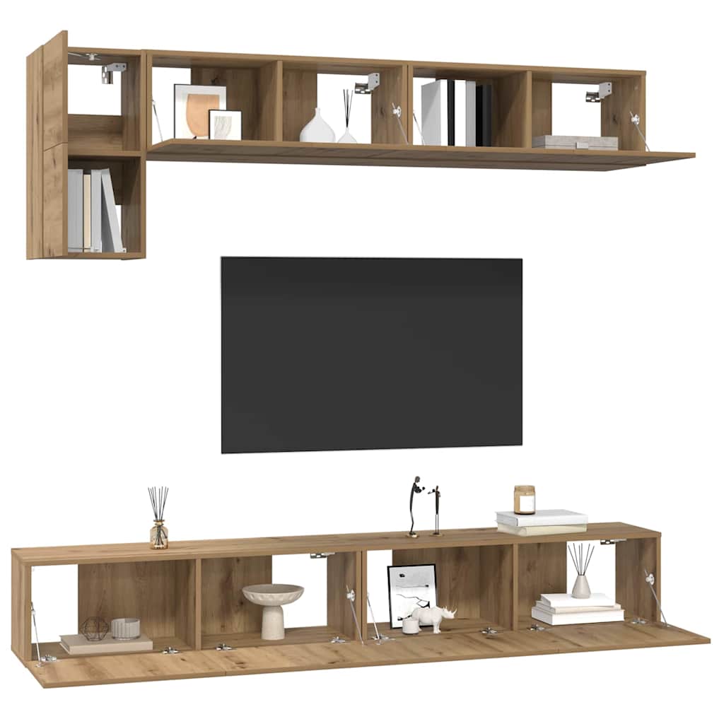 Σετ επίπλου τηλεόρασης 5 pcs Artisan Oak Επεξεργασμένο ξύλο - Pakobazaar