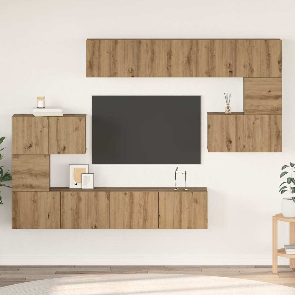Σετ επίπλου τηλεόρασης 8 pcs Artisan Oak Επεξεργασμένο ξύλο - Pakobazaar