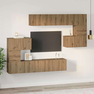 Σετ επίπλου τηλεόρασης 8 pcs Artisan Oak Επεξεργασμένο ξύλο - Pakobazaar
