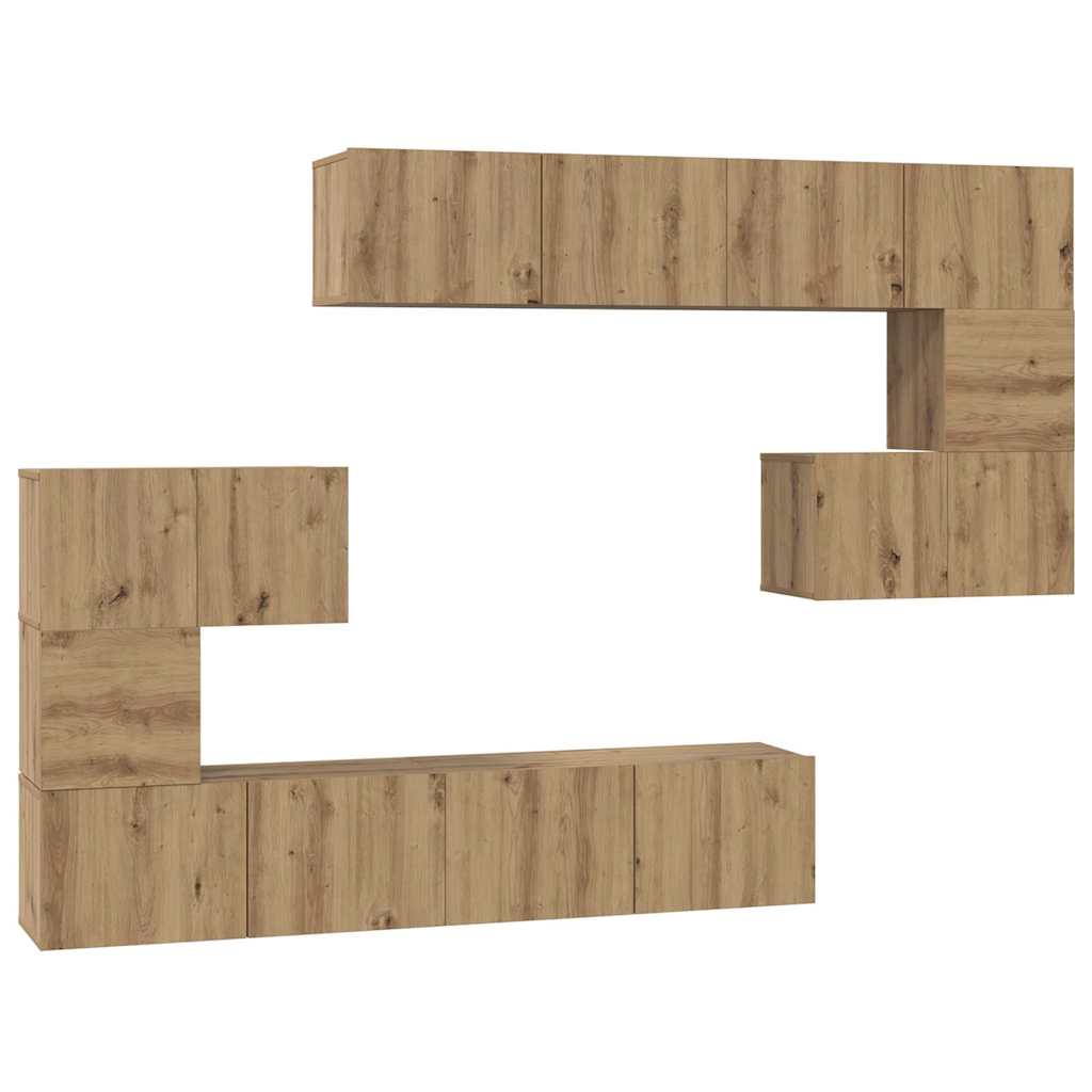 Σετ επίπλου τηλεόρασης 8 pcs Artisan Oak Επεξεργασμένο ξύλο - Pakobazaar