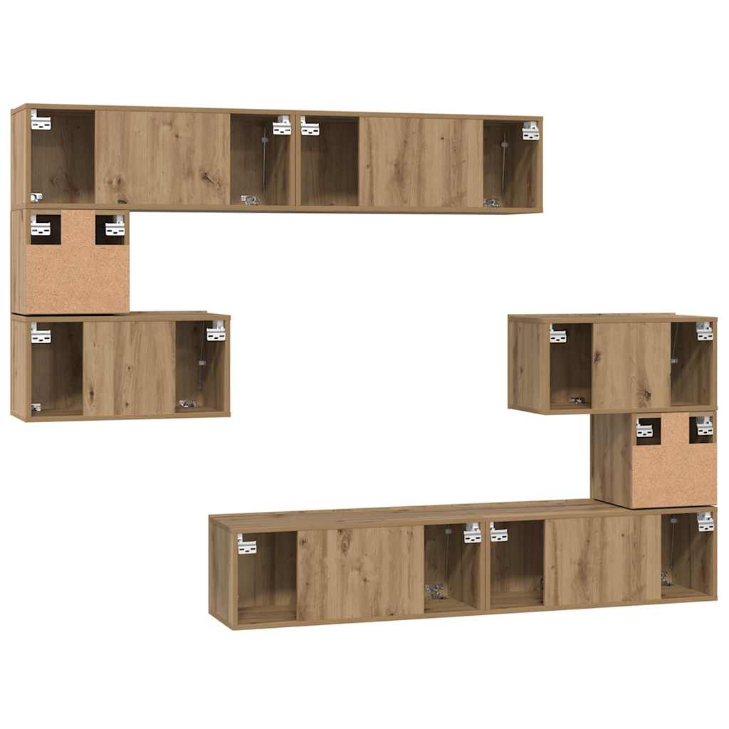 Σετ επίπλου τηλεόρασης 8 pcs Artisan Oak Επεξεργασμένο ξύλο - Pakobazaar