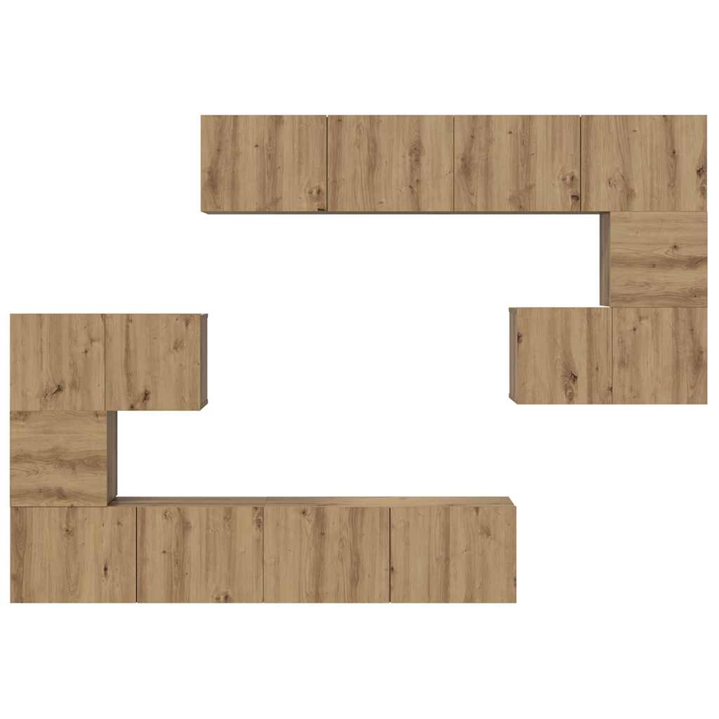 Σετ επίπλου τηλεόρασης 8 pcs Artisan Oak Επεξεργασμένο ξύλο - Pakobazaar