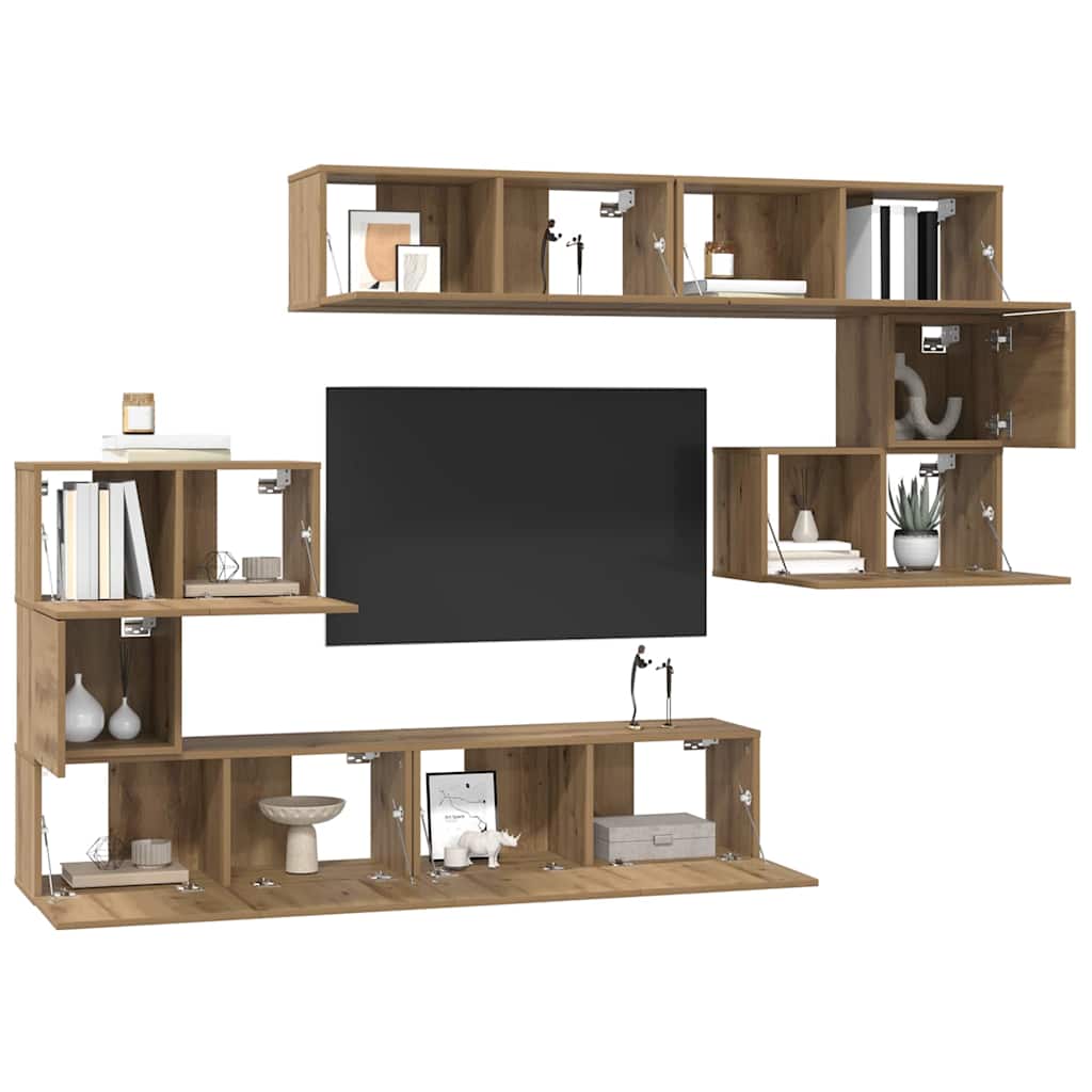 Σετ επίπλου τηλεόρασης 8 pcs Artisan Oak Επεξεργασμένο ξύλο - Pakobazaar