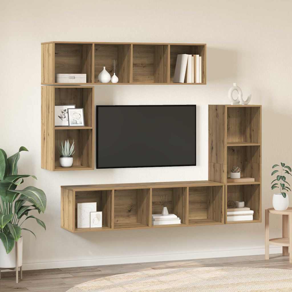 Σετ επίπλου τηλεόρασης 4 pcs Artisan Oak Επεξεργασμένο ξύλο