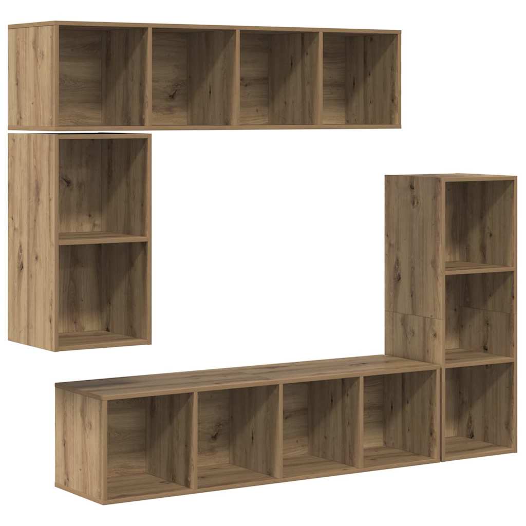 Σετ επίπλου τηλεόρασης 4 pcs Artisan Oak Επεξεργασμένο ξύλο