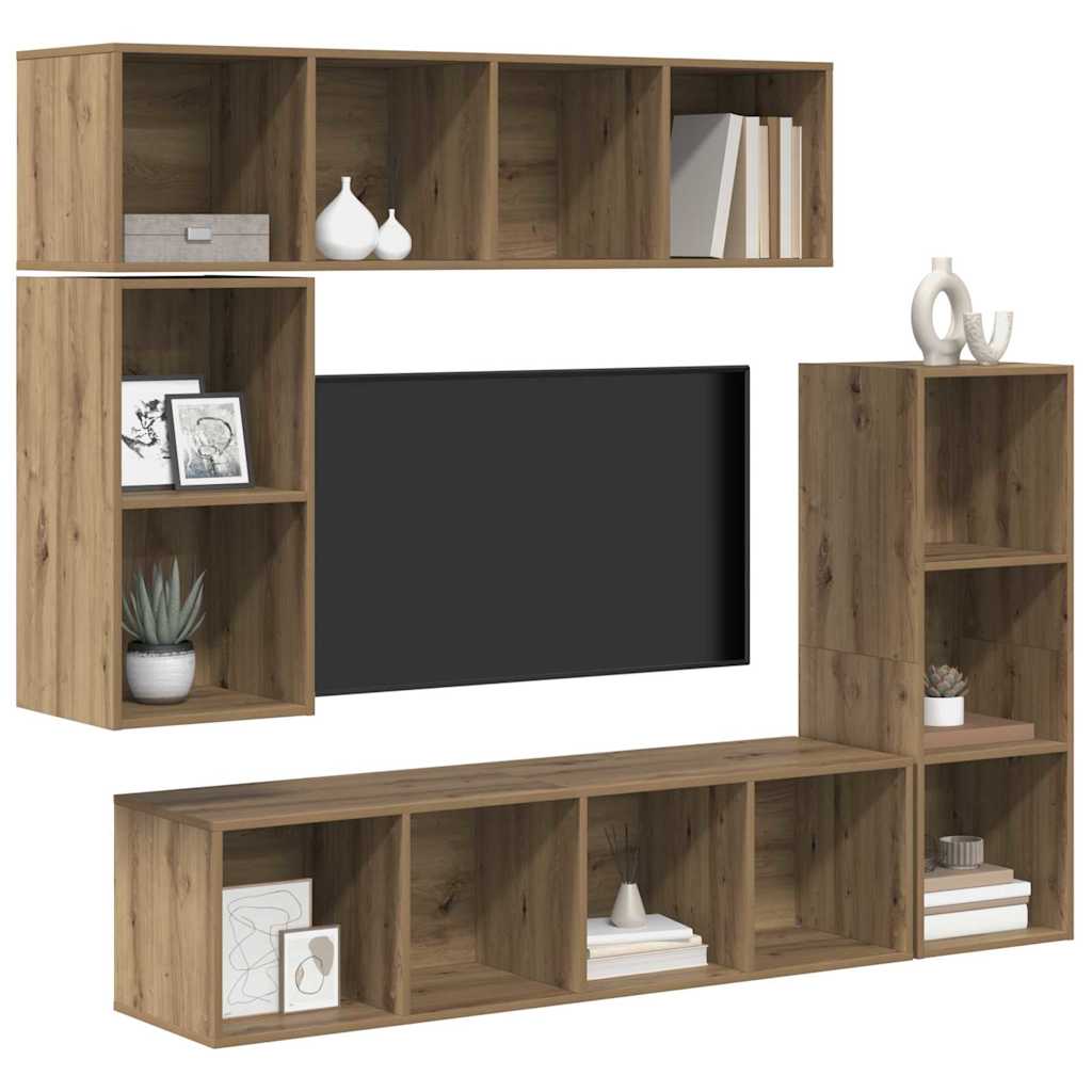 Σετ επίπλου τηλεόρασης 4 pcs Artisan Oak Επεξεργασμένο ξύλο