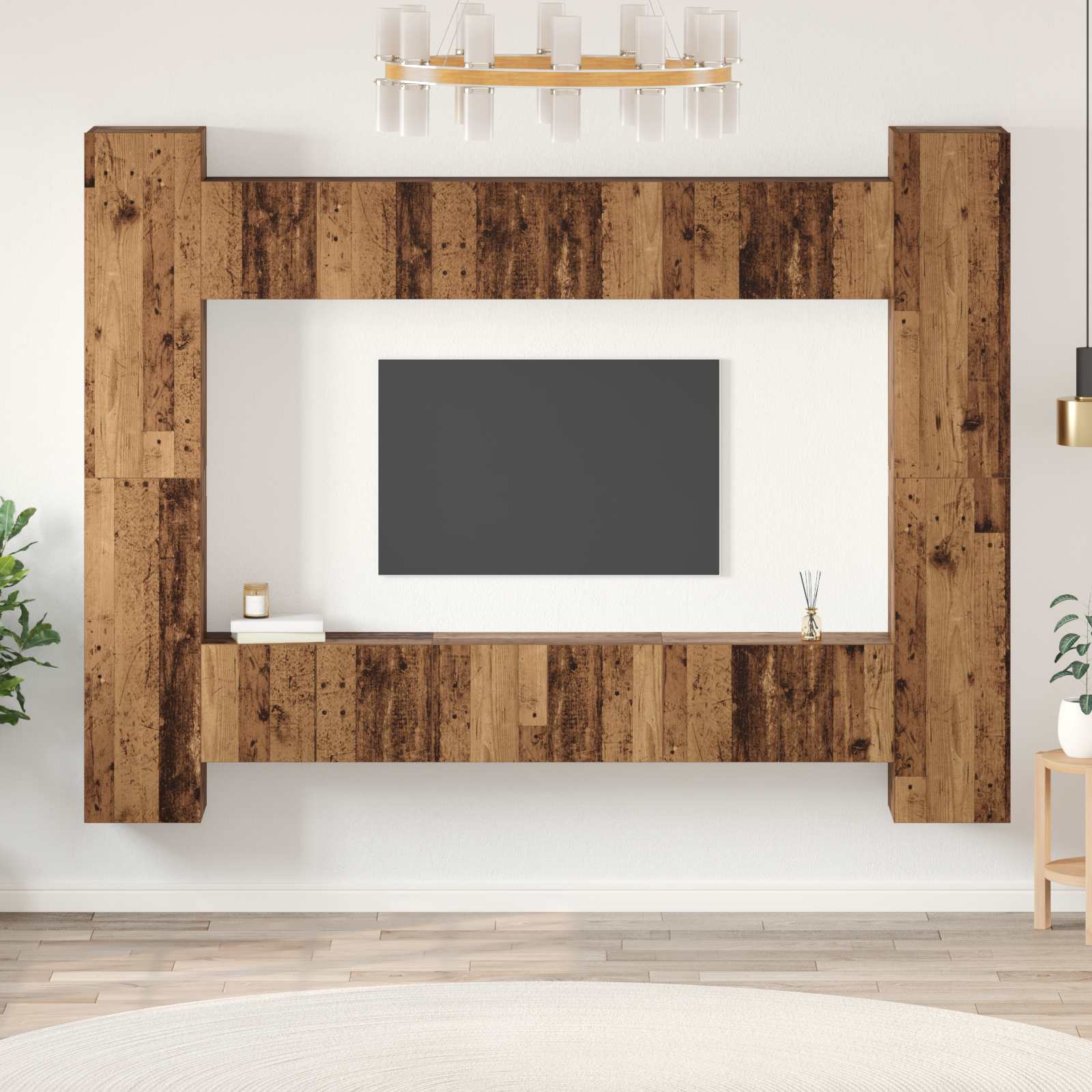 Σετ επίπλου τηλεόρασης 10 pcs Παλιό Ξύλο 30,5 x 30 x 90 cm - Pakobazaar