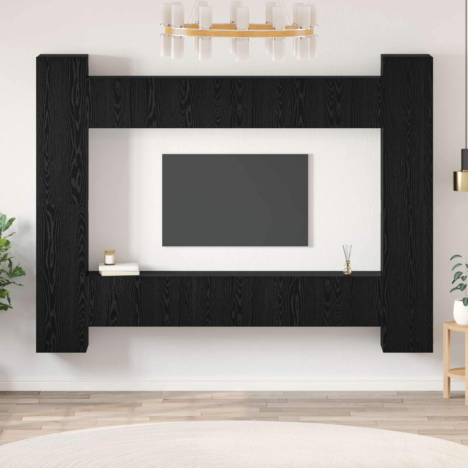 Σετ επίπλου τηλεόρασης 10 pcs Μαύρη Οξυά 30,5 x 30 x 90 cm