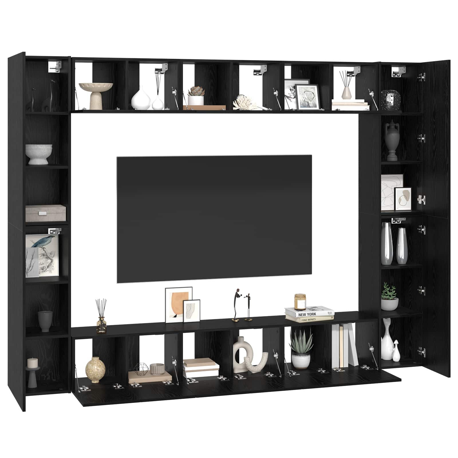 Σετ επίπλου τηλεόρασης 10 pcs Μαύρη Οξυά 30,5 x 30 x 90 cm