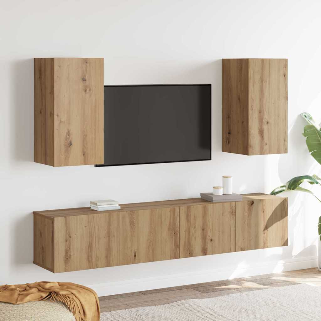 Σετ επίπλου τηλεόρασης 4 τμχ. Artisan Oak Επεξεργασμένο Ξύλο