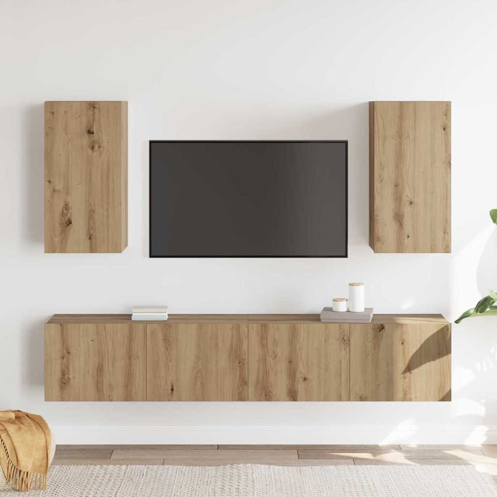 Σετ επίπλου τηλεόρασης 4 τμχ. Artisan Oak Επεξεργασμένο Ξύλο