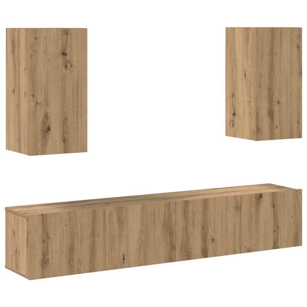Σετ επίπλου τηλεόρασης 4 τμχ. Artisan Oak Επεξεργασμένο Ξύλο