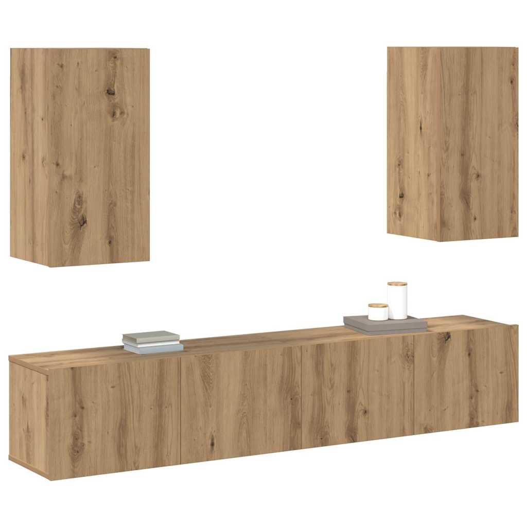 Σετ επίπλου τηλεόρασης 4 τμχ. Artisan Oak Επεξεργασμένο Ξύλο