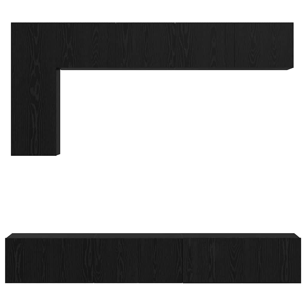 Σετ επίπλου τηλεόρασης 6 pcs Μαύρη Οξυά Επεξεργασμένο ξύλο - Pakobazaar