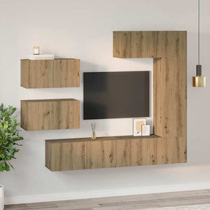 Σετ επίπλου τηλεόρασης 6 pcs Artisan Oak Επεξεργασμένο ξύλο - Pakobazaar