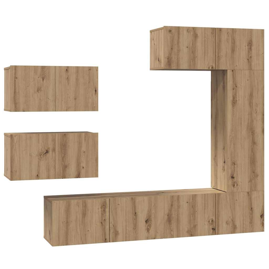 Σετ επίπλου τηλεόρασης 6 pcs Artisan Oak Επεξεργασμένο ξύλο - Pakobazaar