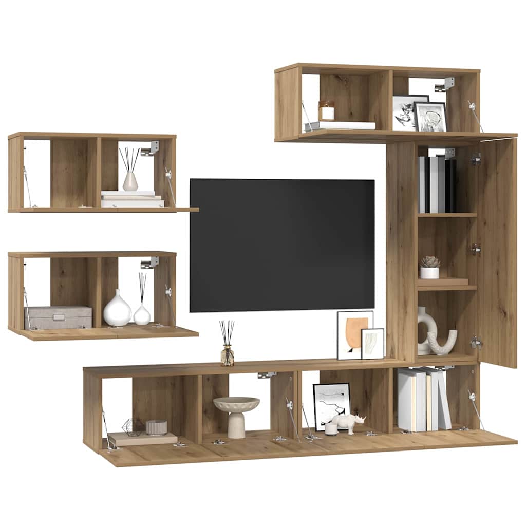 Σετ επίπλου τηλεόρασης 6 pcs Artisan Oak Επεξεργασμένο ξύλο - Pakobazaar