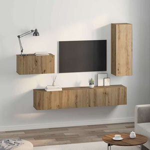 Σετ επίπλου τηλεόρασης 4 pcs Artisan Oak Επεξεργασμένο ξύλο - Pakobazaar