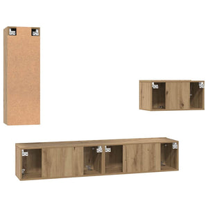 Σετ επίπλου τηλεόρασης 4 pcs Artisan Oak Επεξεργασμένο ξύλο - Pakobazaar