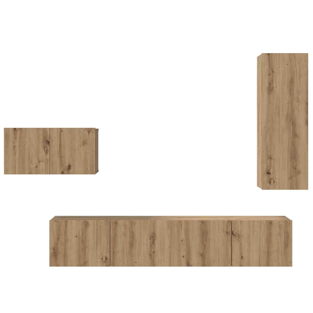 Σετ επίπλου τηλεόρασης 4 pcs Artisan Oak Επεξεργασμένο ξύλο - Pakobazaar