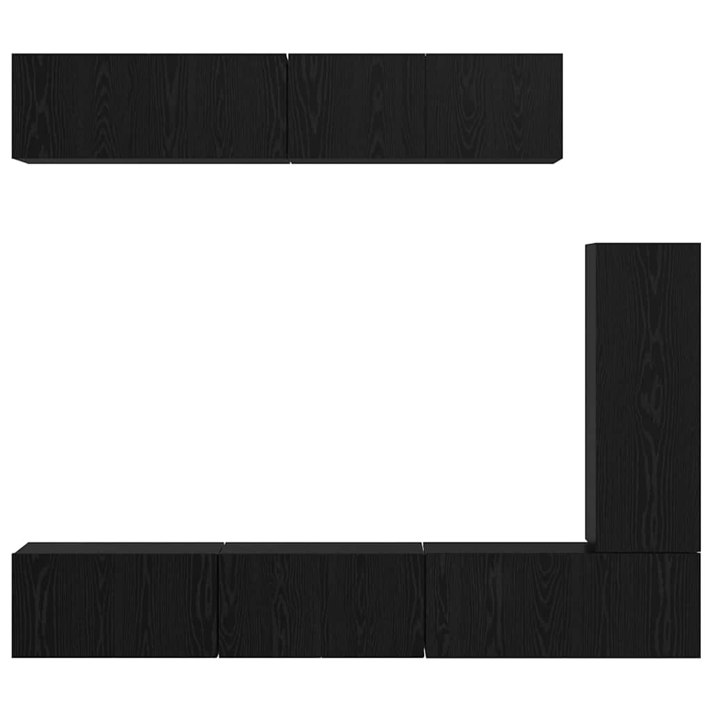 Σετ επίπλου τηλεόρασης 6 pcs Μαύρη Οξυά Επεξεργασμένο ξύλο