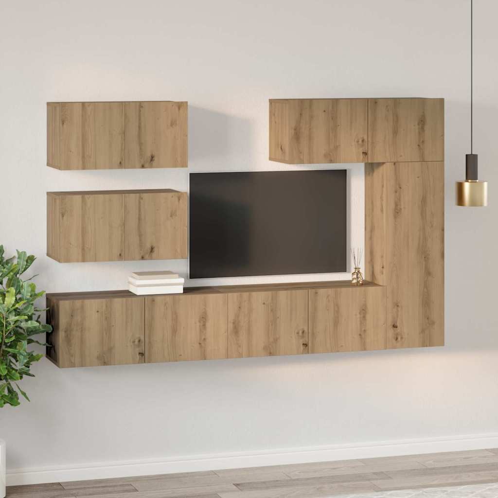 Σετ επίπλου τηλεόρασης 6 τμχ. Artisan Oak Επεξεργασμένο Ξύλο