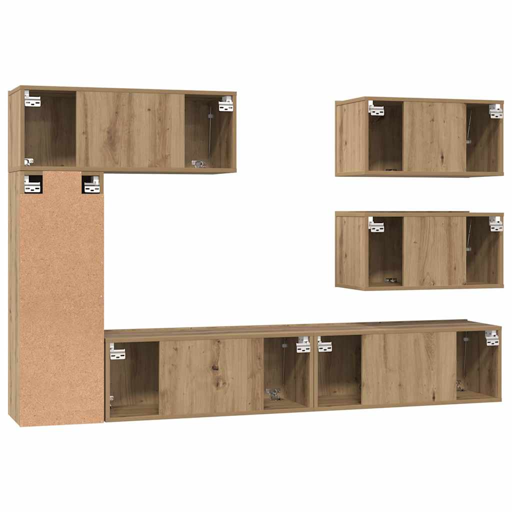 Σετ επίπλου τηλεόρασης 6 τμχ. Artisan Oak Επεξεργασμένο Ξύλο
